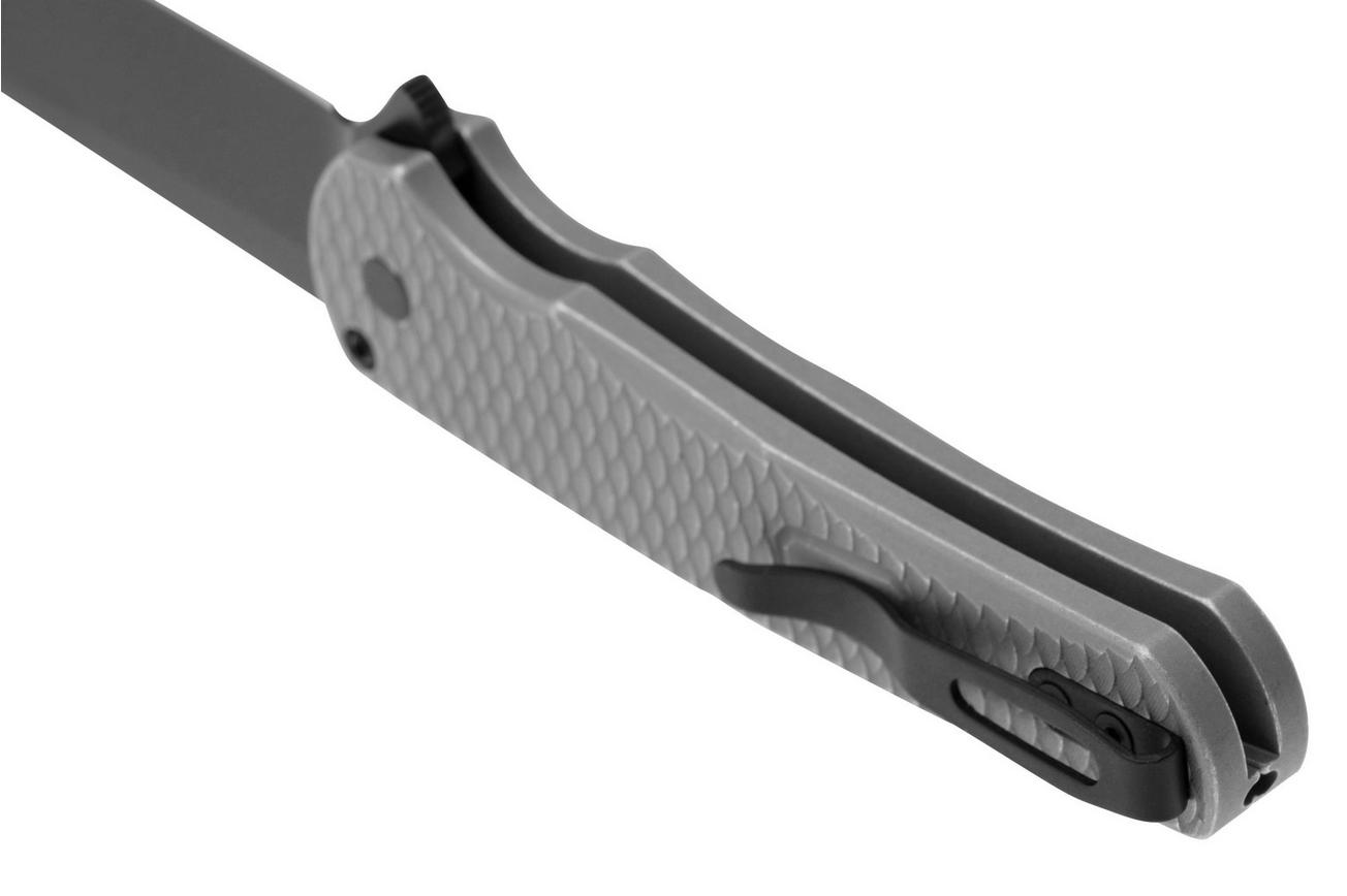 Pro-Tech Malibu 5436-BW DLC Black Magnacut Reverse Tanto, Grey Aluminum Dragon Scale zakmes