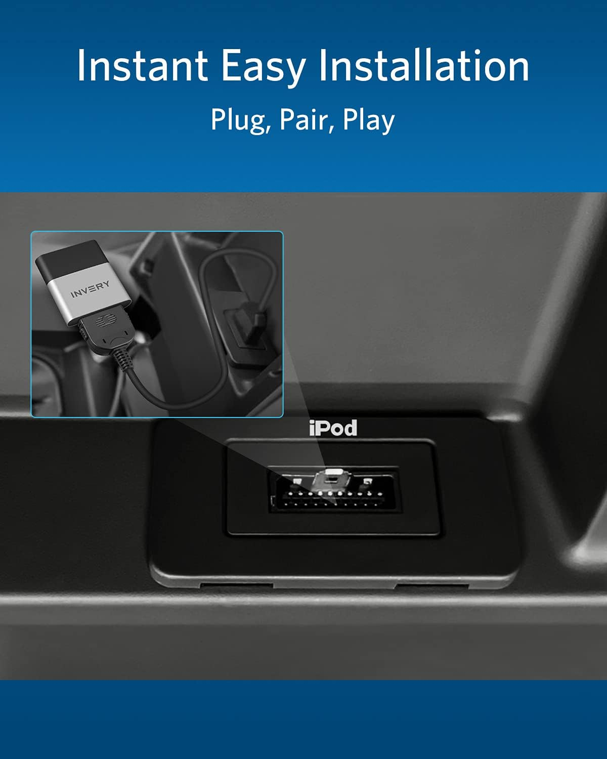 Airdual-Landrover Auto KFZ 30-Pin Bluetooth Musik Adapter Kompatibel mit Jaguar / Land Rover / Range Rover iPod-Schnittstelle - Silber