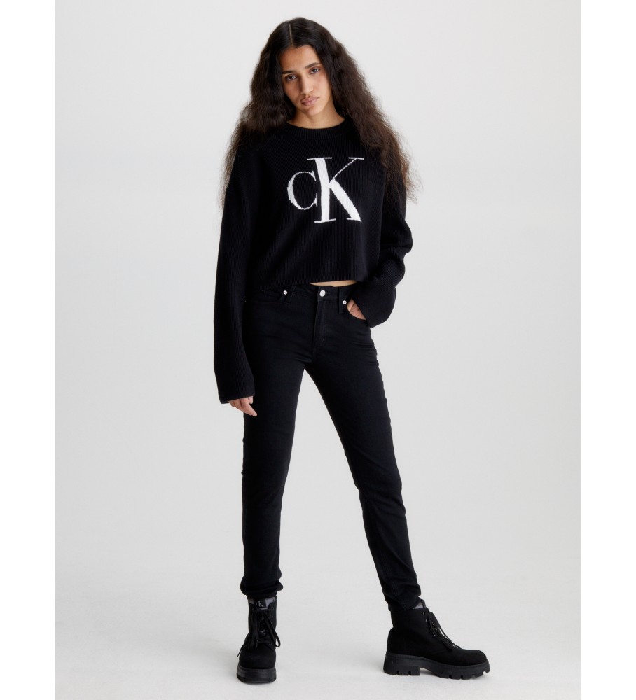 Calça jeans skinny de cintura média Calvin Klein preta