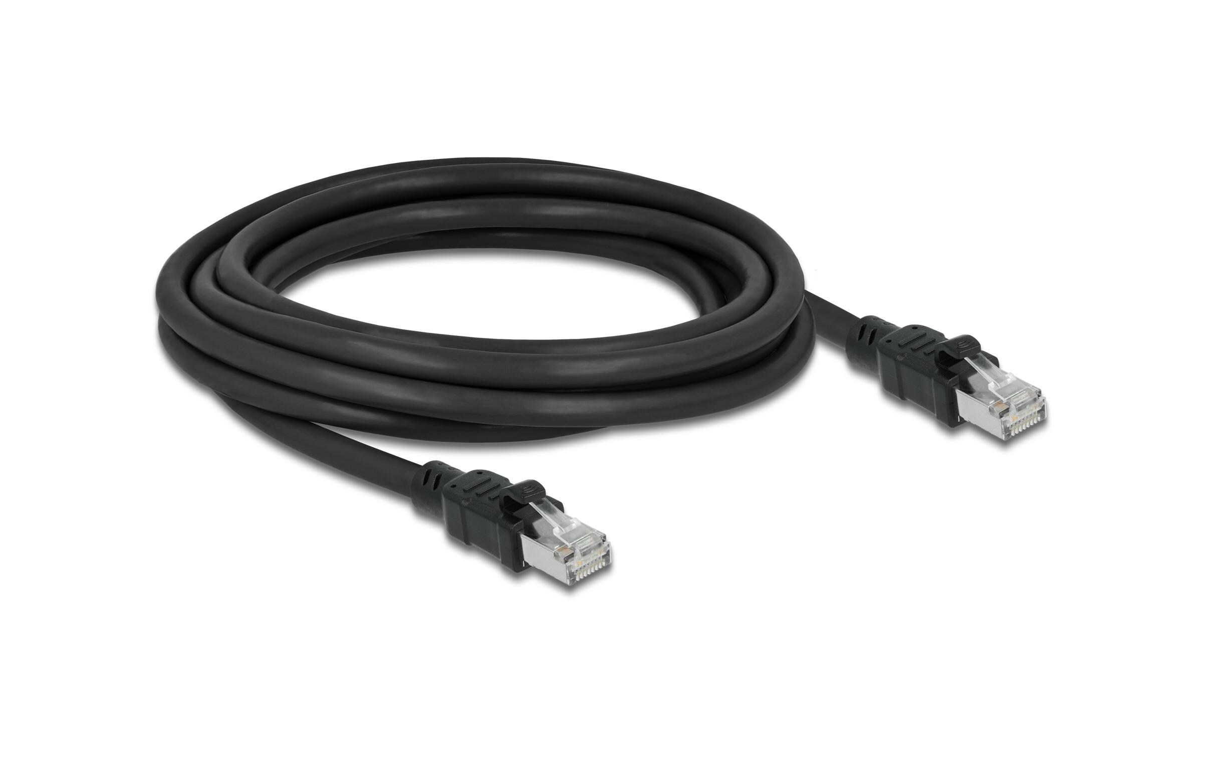 Patchkabel Cat 6A, F/UTP, 3 m, SchwarzDelock Netzwerkkabel RJ45 Cat.6A F/UTP mit innerem Metallmantel 3 m