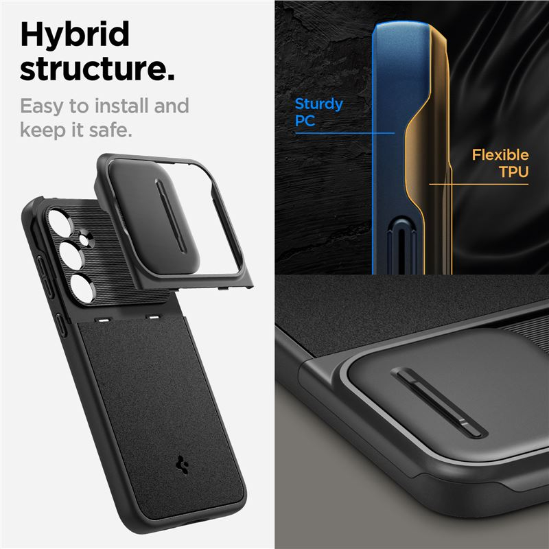 Samsung Galaxy A55 Optik Armor Hybrid Case Hülle mit Cam-Slider (ACS07535) - Schwarz