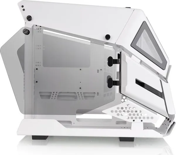 Thermaltake AH T200 - Tower - micro ATX - sidepanel med vindue (hærdet glas) - ingen strømforsyning (PS/2) - hvid - USB/Lyd