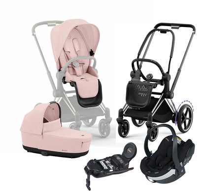 Cybex e-Priam Duovogn inkl. BeSafe iZi Go Modular X2 & Base, Peach Pink/Chrome Black