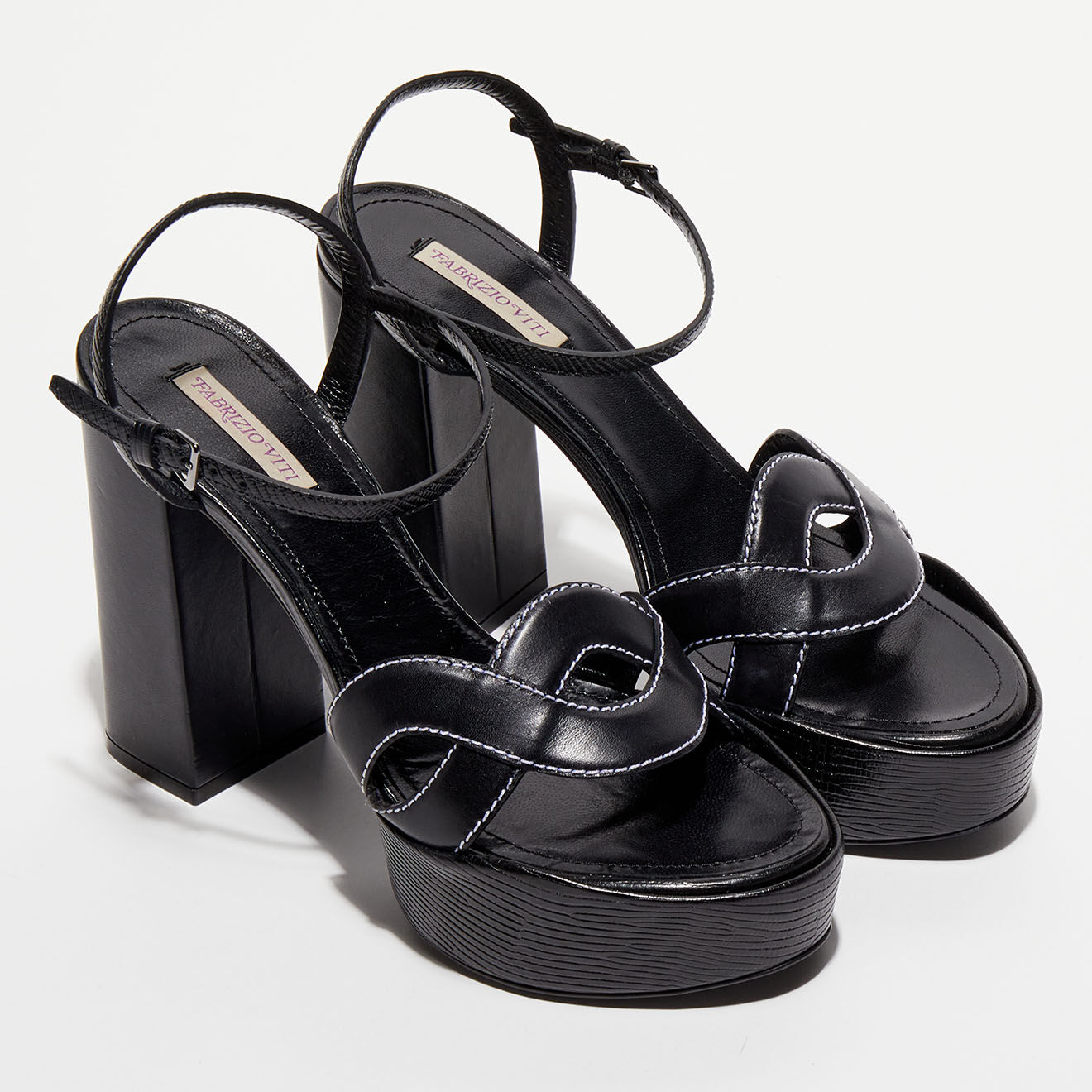 Fabrizio Viti Sandales plateforme en Cuir Forever noires - Talon 12 cm