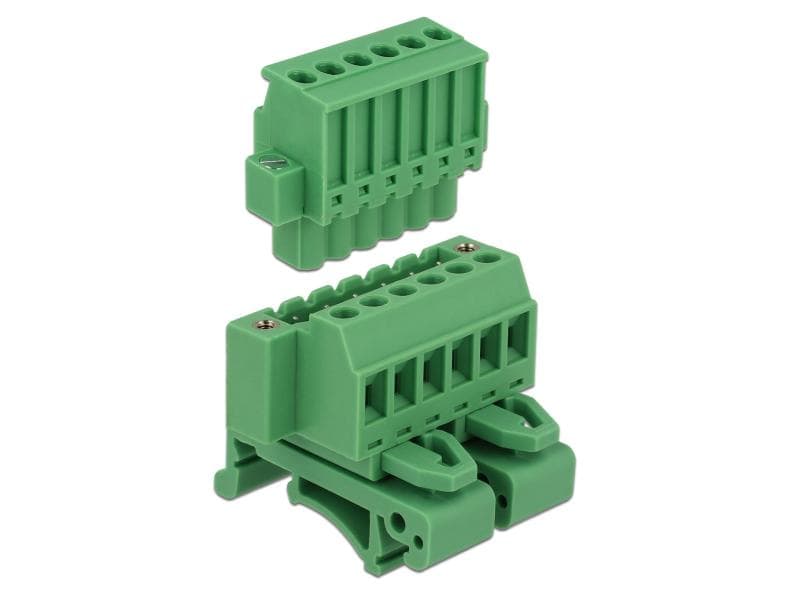 Delock Hutschiene/DIN Rail Terminalblock 6Pin Delock Terminalblock Set für Hutschienen 6 Pin mit Schraubverriegelung