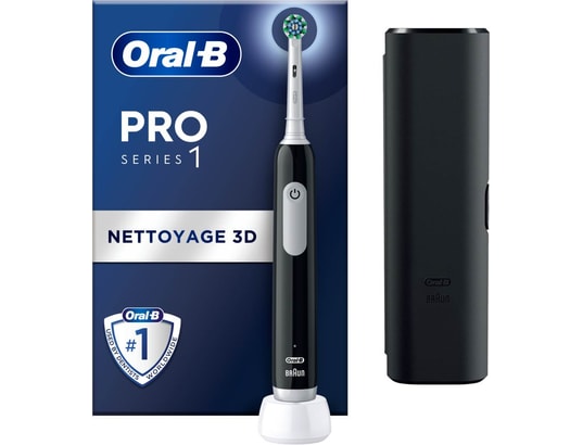 ORAL B - Brosse à dent électrique Oral-B Pro 1 Noire Cross Action + étui de voyage