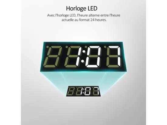 EMKE Miroir lumineux salle de bain 120x70cm, Cadre noir, Miroir LED avec Interrupteur Tactile, Anti-buée, Horloge et Température, Lumière Neutre