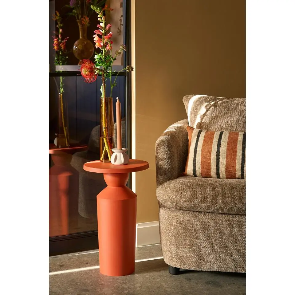 Mica Decorations Feroza Bijzettafel - H51 x Ø30 cm - Metaal - Oranje