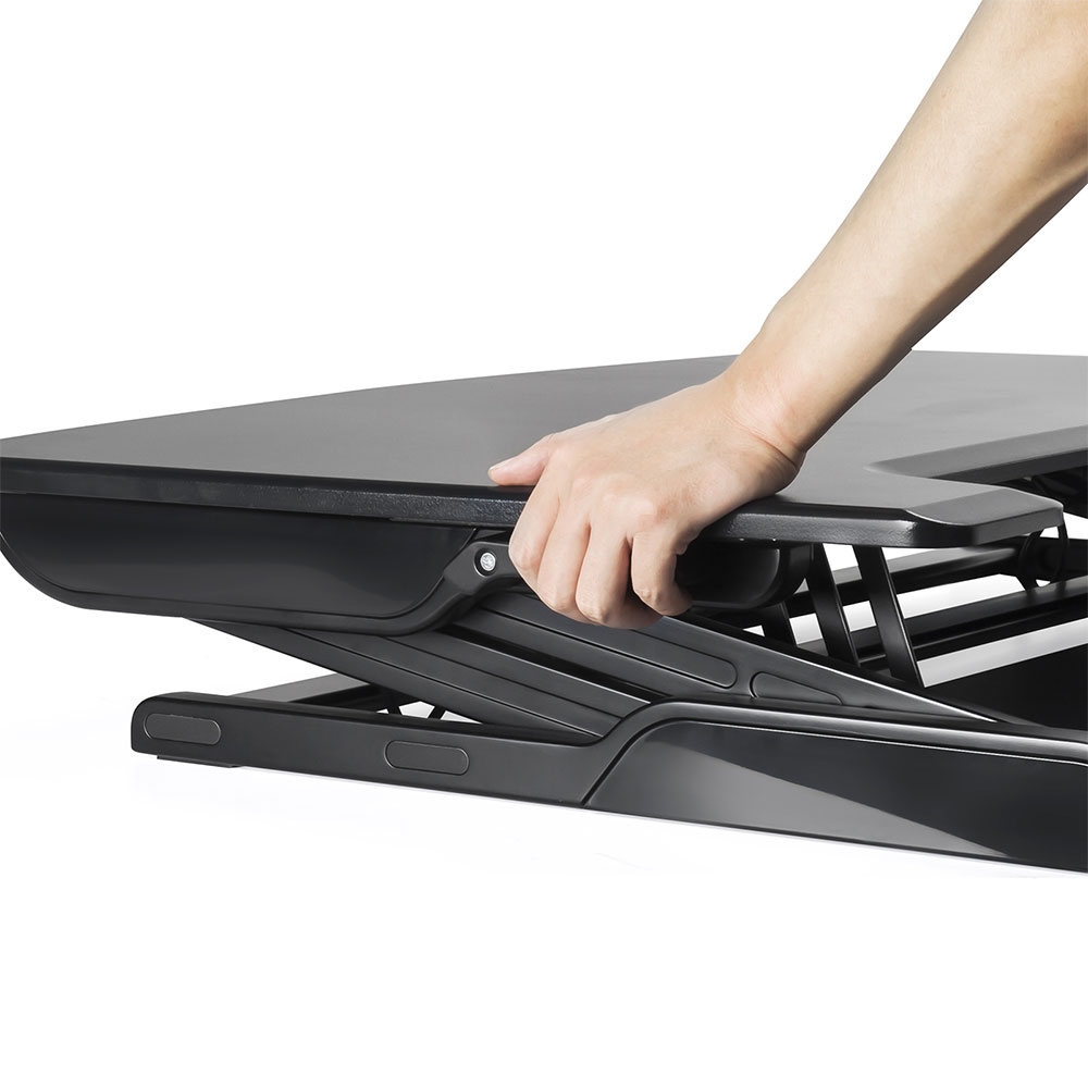 Sit Stand Höhenverstellbarer Alu Stehpult Tischaufsatz Ständer für Laptop / Monitore und Maus / Tastatur - Weiss