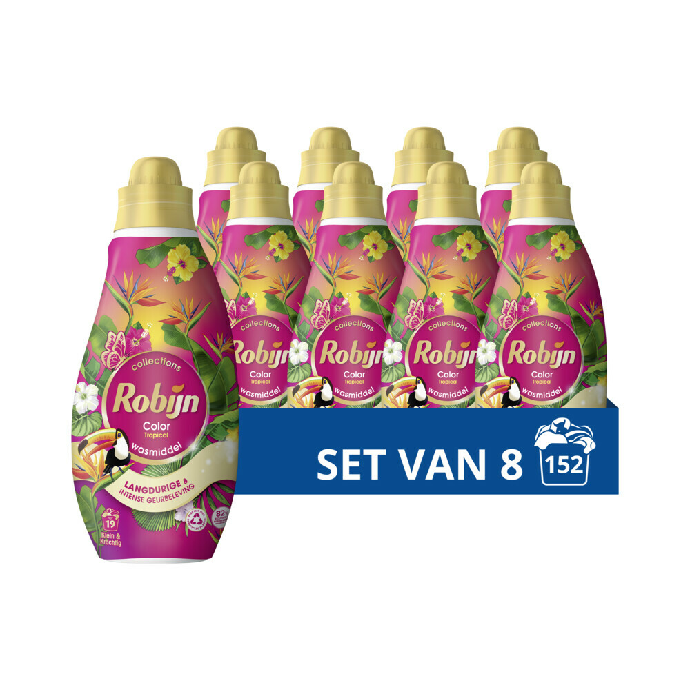 8x Robijn Klein & Krachtig Wasmiddel Color Tropical 19 Wasbeurten665 ml