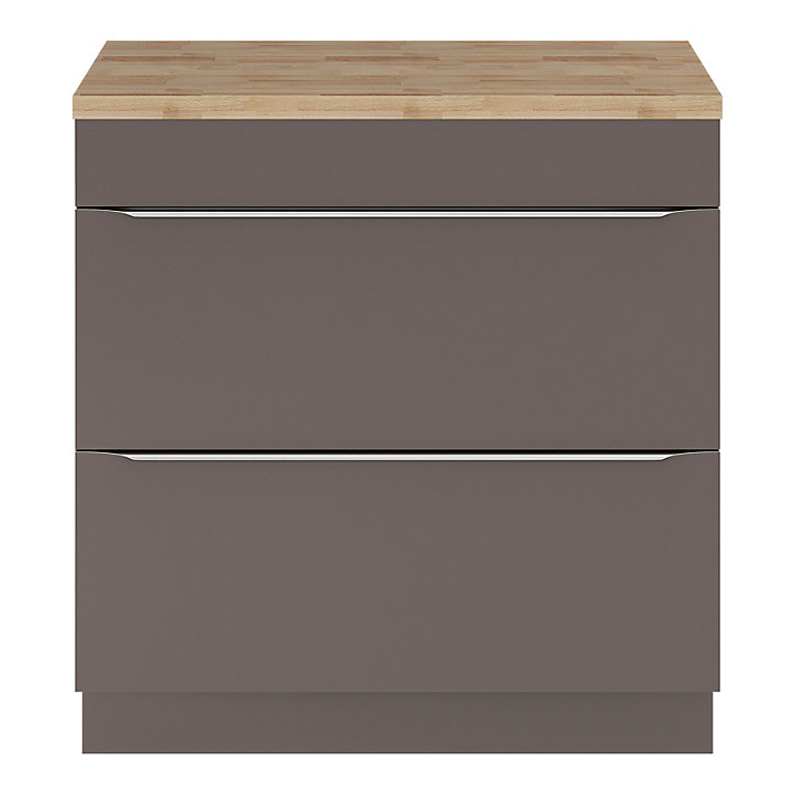 Ensemble salle de bains l.80 cm meuble à poser Imandra gris brillant + plan de toilette chêne