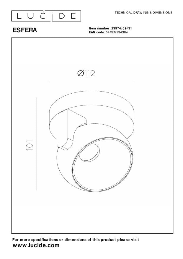 Lucide Premium ESFERA Plafondspot - Wit