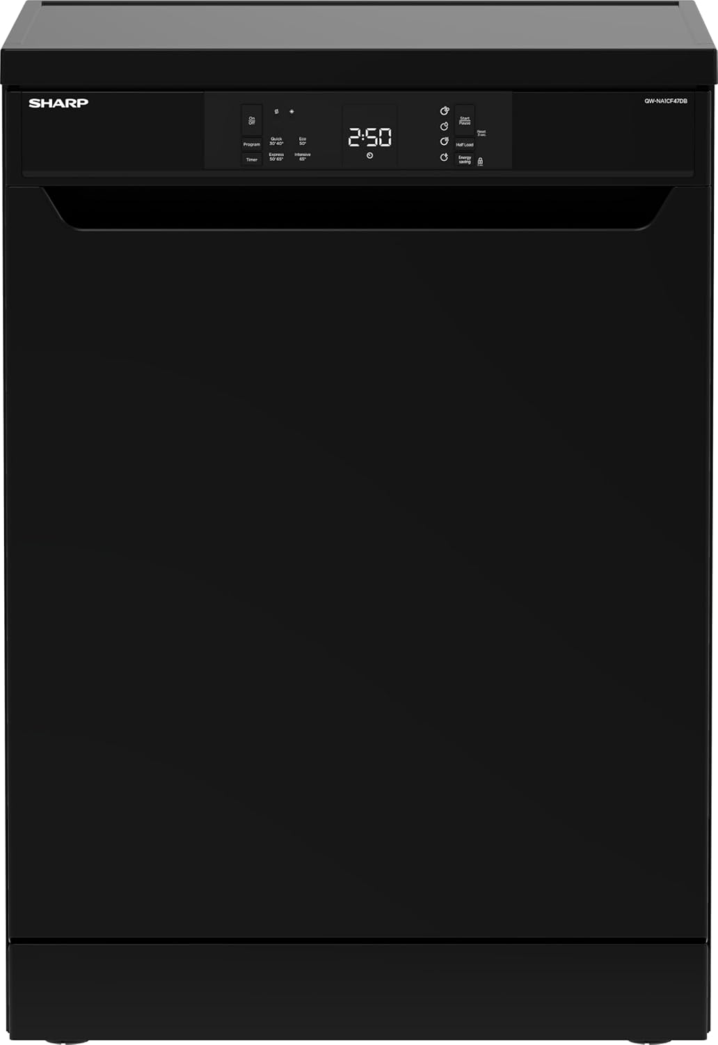 Sharp QW-NA1CF47DB-DE Freistehender Geschirrspüler 60cm / D / 13 Maßgedecke / 4 Programme mit Intensivprogramm/Halbe Beladung/Startzeitvorwahl/AquaStop/Schwarz