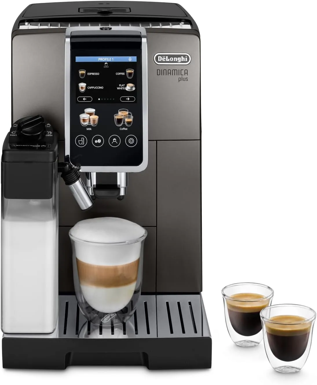 De'Longhi Dinamica Plus ECAM380.95.TB, Kaffeevollautomat, Titan/Schwarz