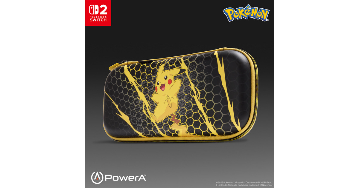 PowerADunne beschermhoes voor Nintendo Switch 2 - Pikachu-storm tas  (Zwart/geel)