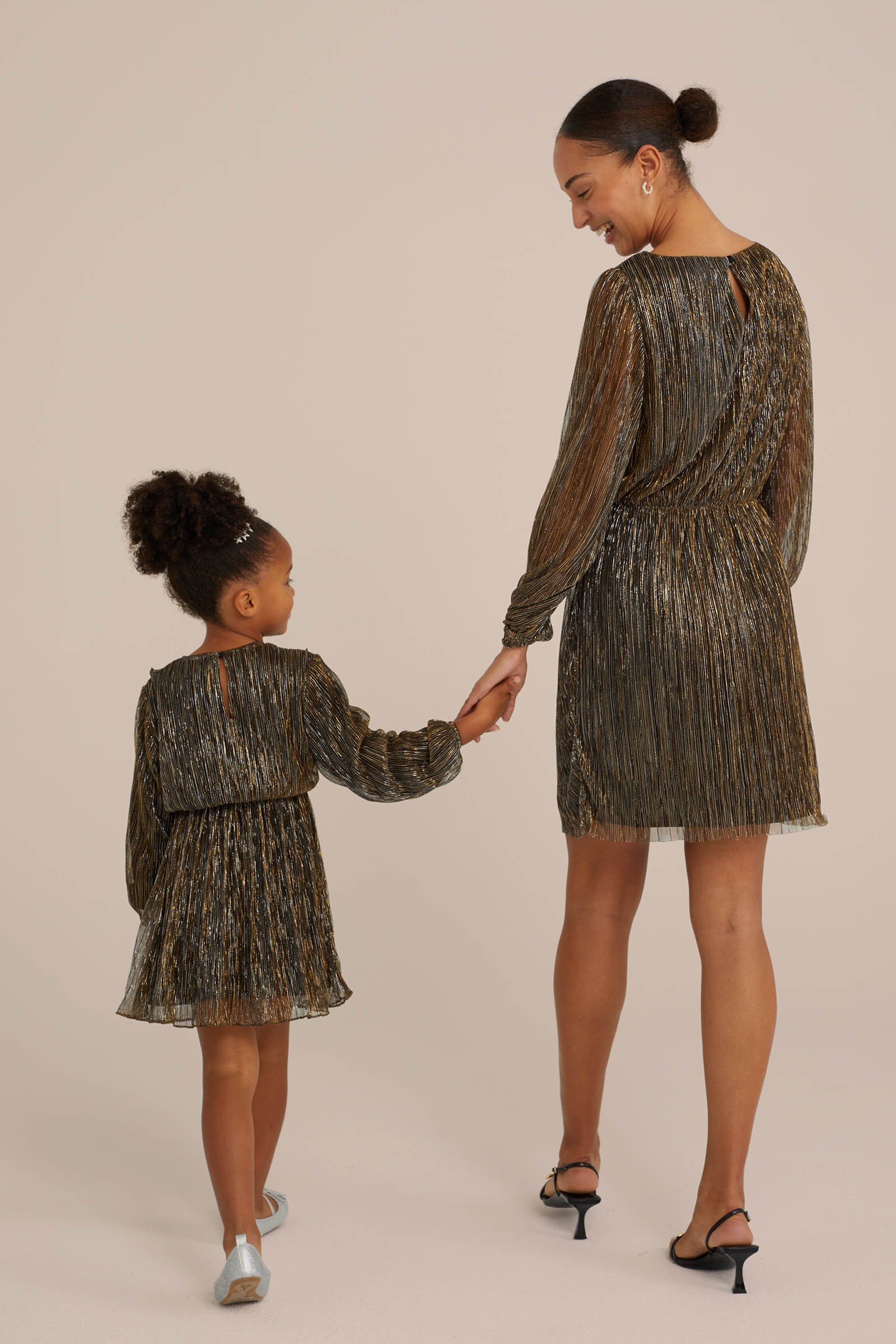 Meisjes jurk met glittergaren WE Fashion Goud