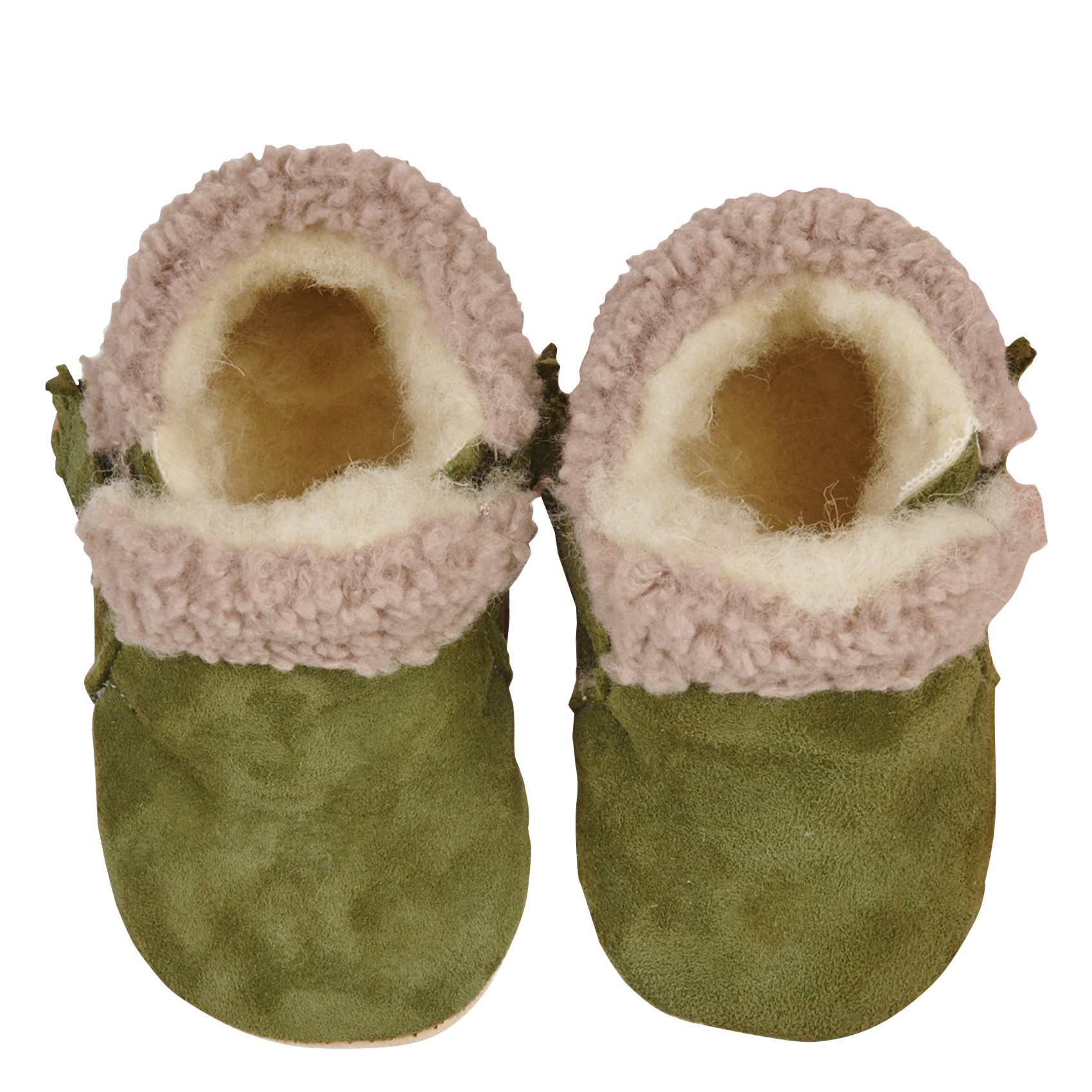 MY FOUBLU - Chaussons en cuir velours | Kaki