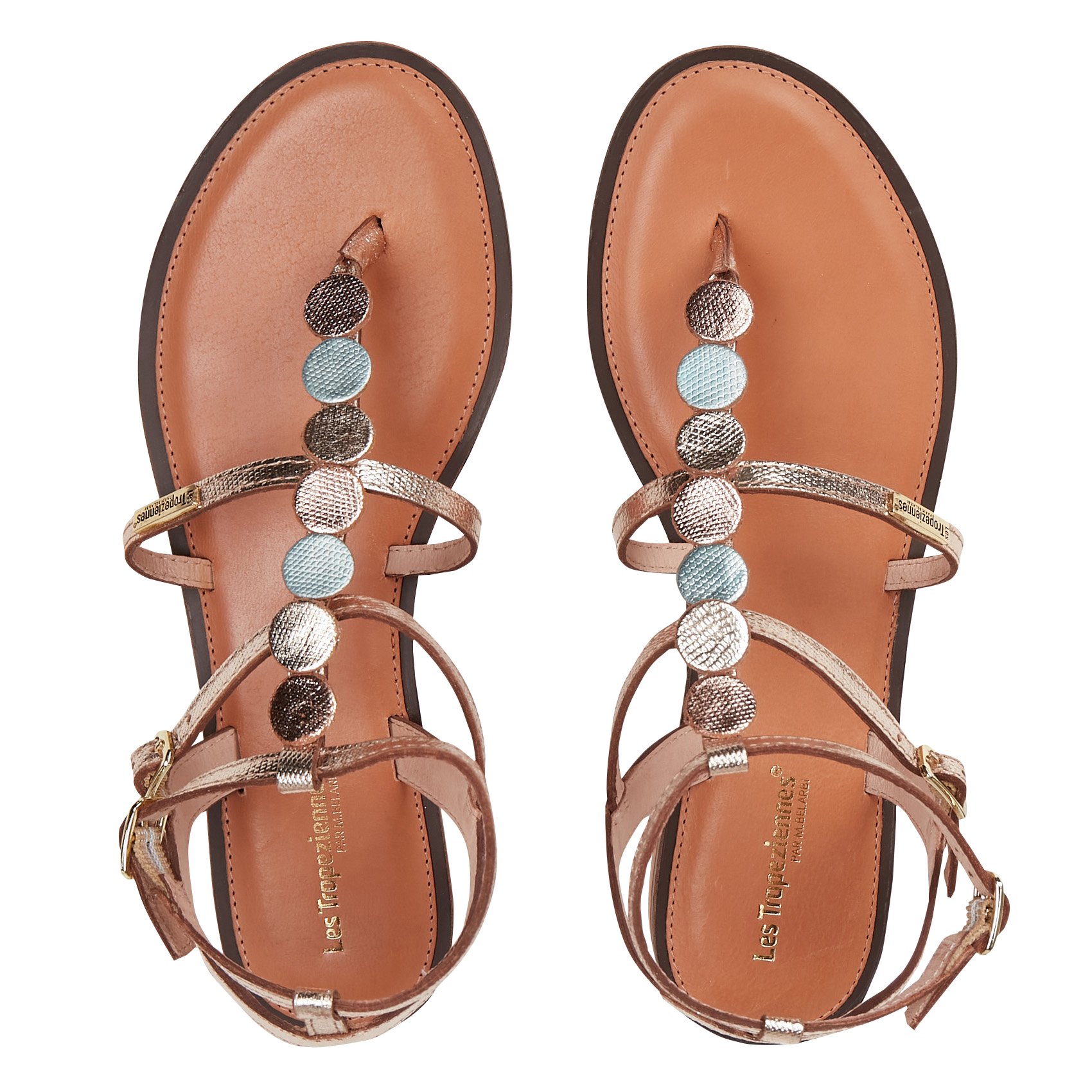 HORELIA - Sandales plates en cuir | Doré