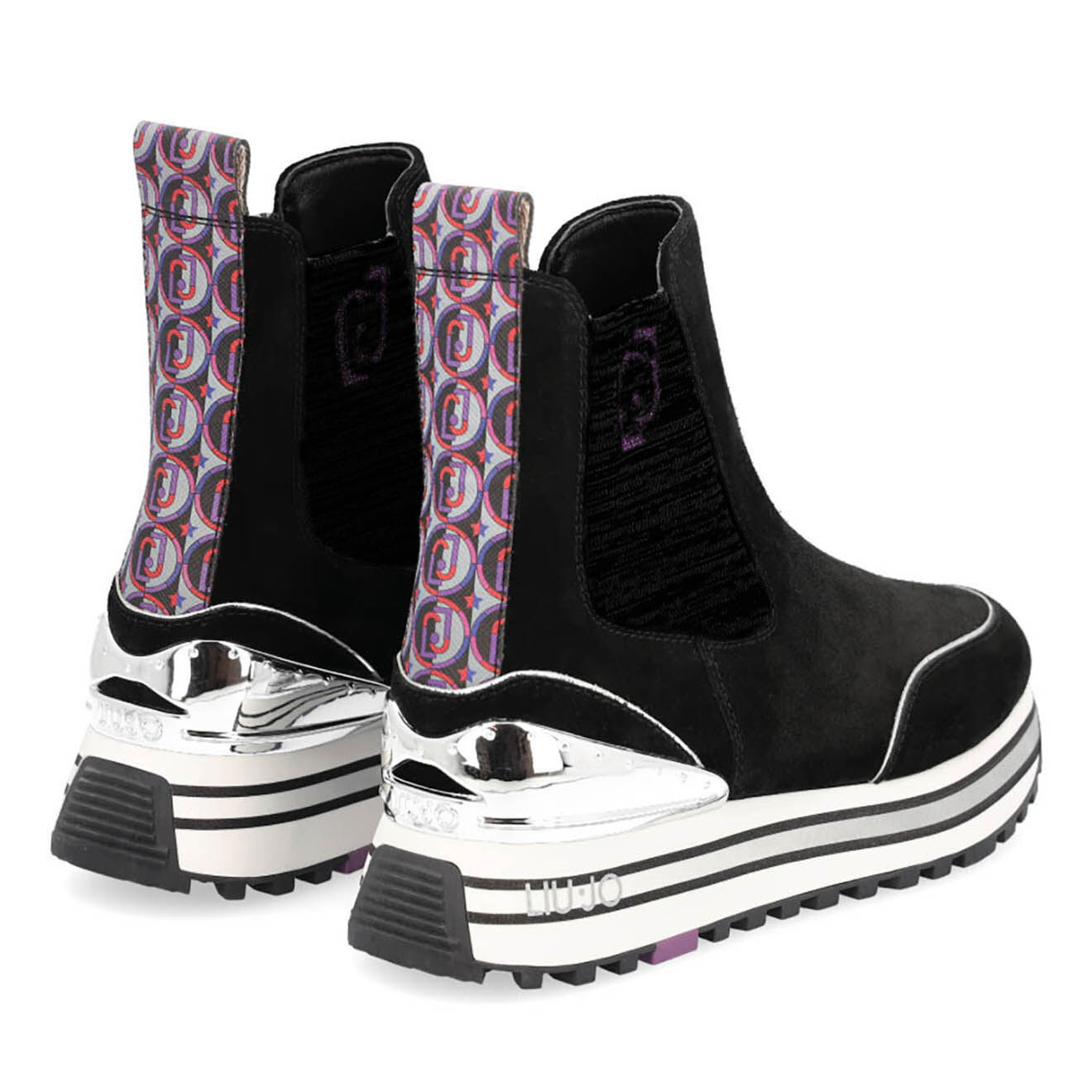 Liu-Jo Sneakers en Cuir Frida noir/argenté/multicolore