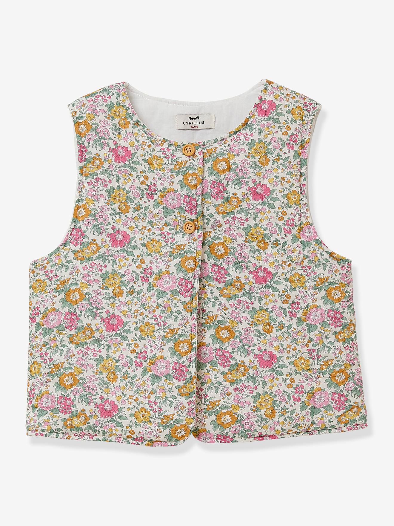 Colete acolchoado em tecido Liberty para meninas