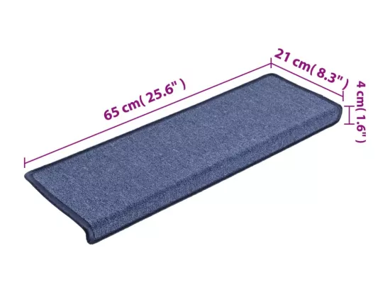 Prolenta Premium - Tapis d'escalier 15 pcs 65x21x4 cm Bleu