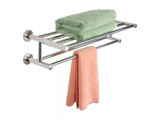 Support de serviette salle de bain, Porte-serviettes mural, Barres de serviette 60 x 22.5 x 16 cm
