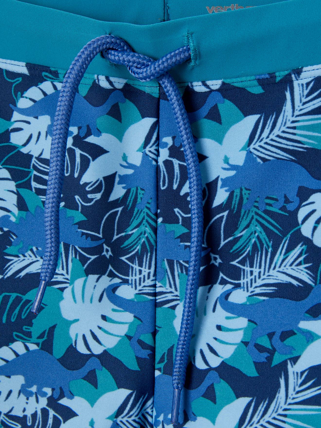 Calção de banho boxer estampado para meninos, estampa azul escura