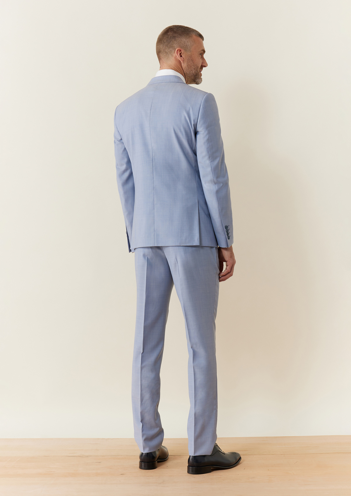 Costume 2 pièces Slim en laine unie bleu turquin