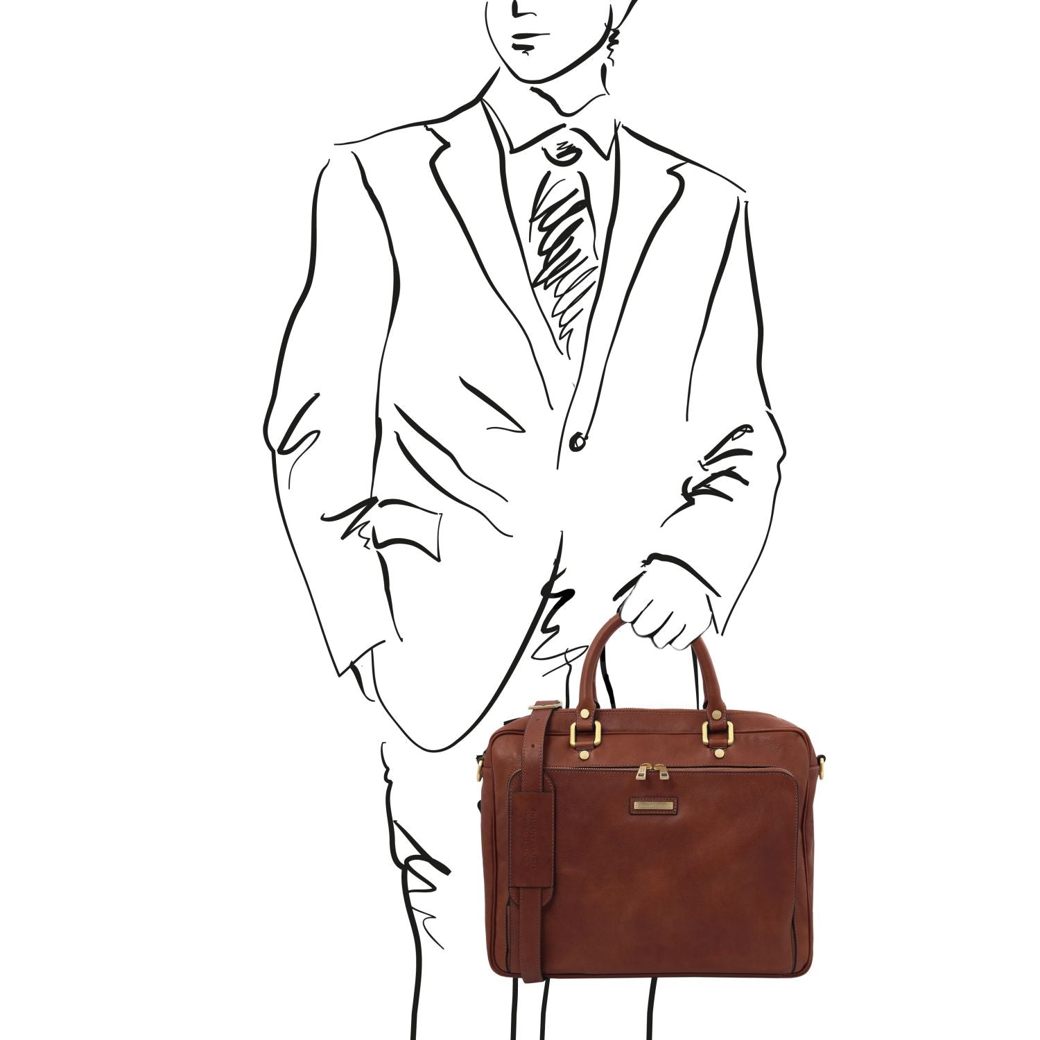 TL142427 – Pisa – leren laptop Aktetas with front pocket
