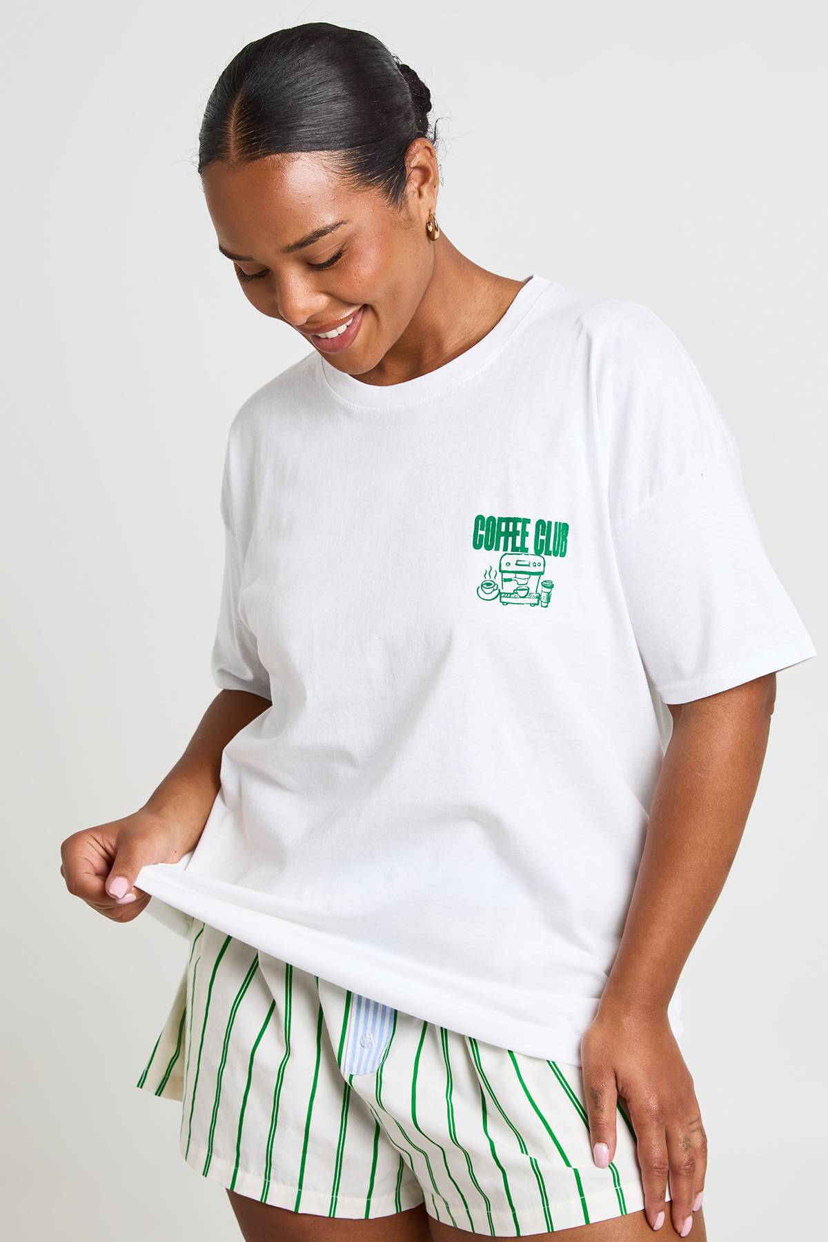 boohoo T-shirt Imprimé Coffee Club Grande Taille