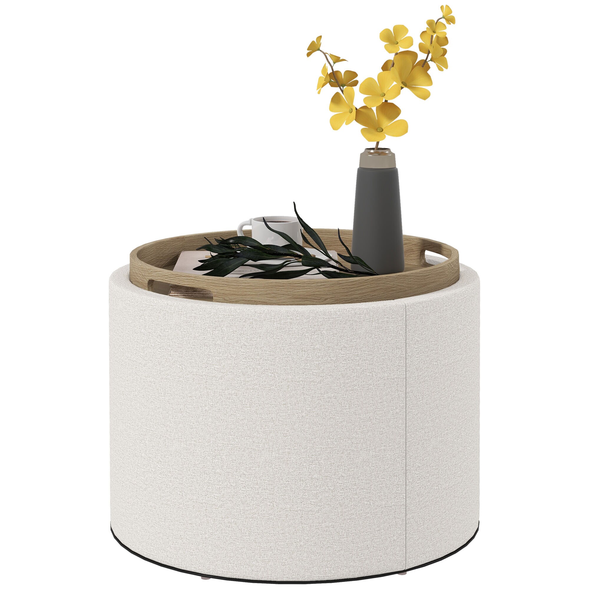 HOMCOM Polsterhocker mit Stauraum grau 56L x 56B x 42Hcm