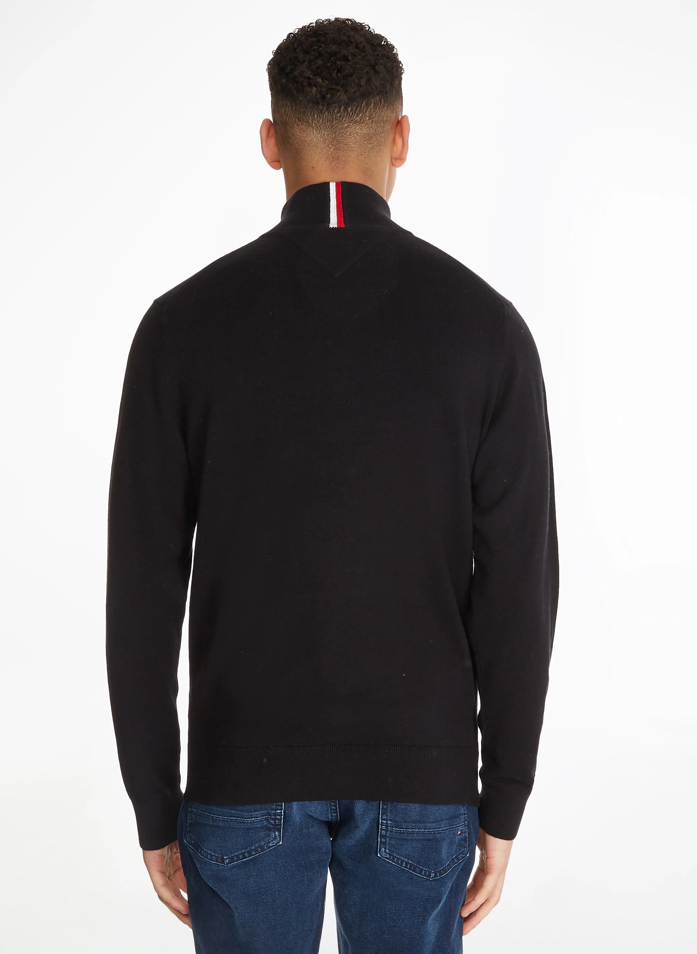 Pull col montant regular-fit en coton bio et cachemire| Noir