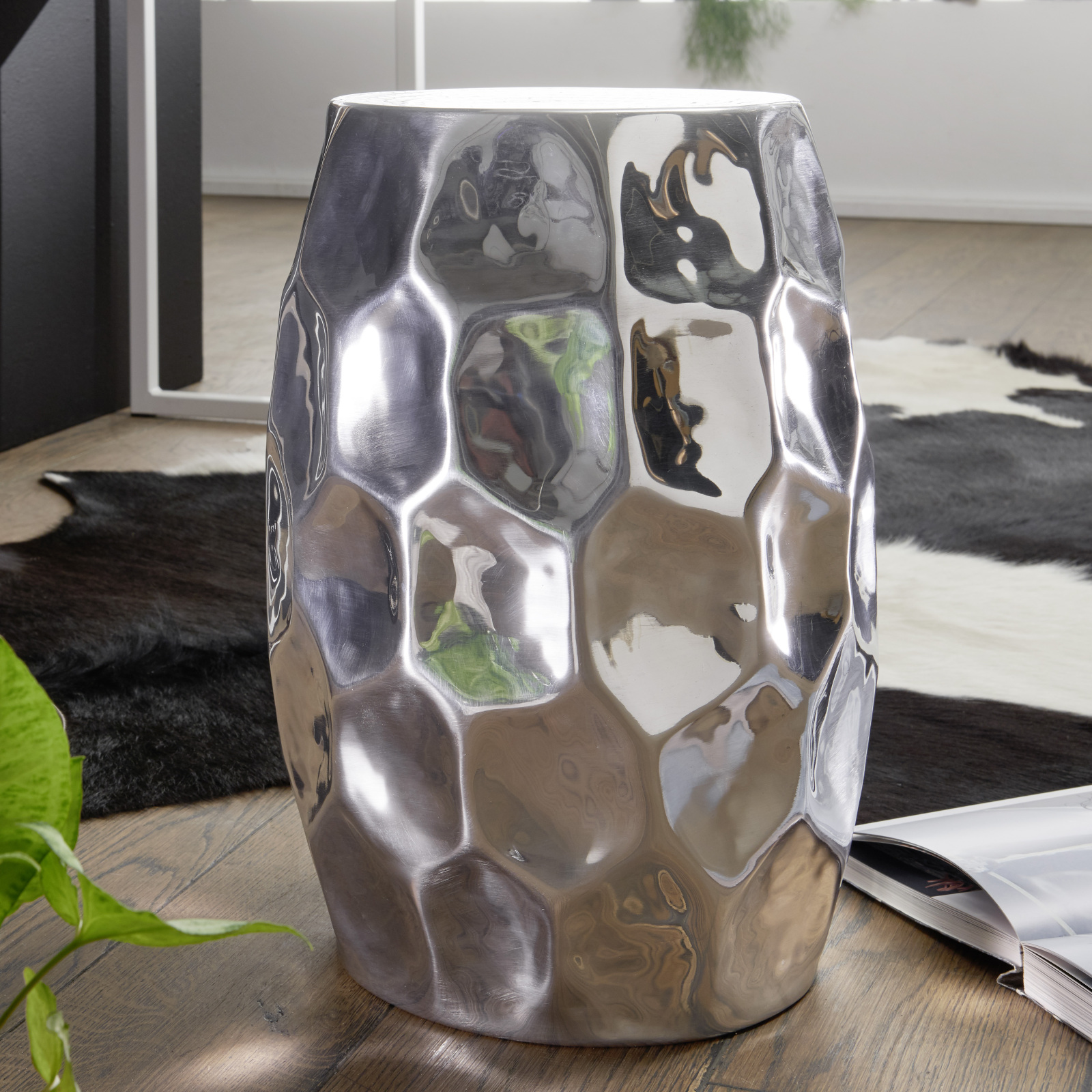 Beistelltisch - silberfarben - Aluminium - 47 cm hoch