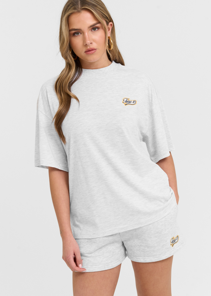 Patch t-shirt lichtgrijs
