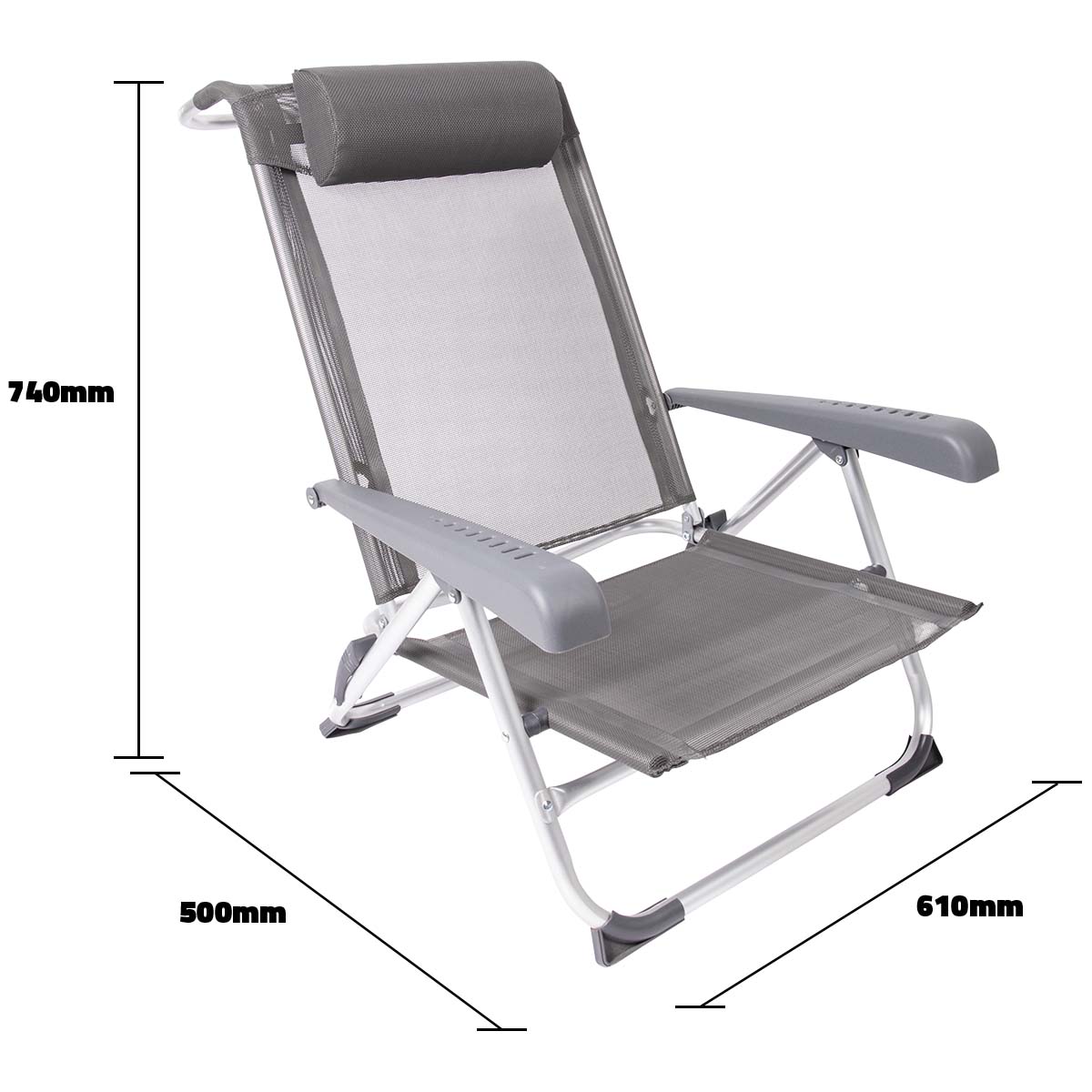 Bo-Camp Saint-Tropez Grey strandstoel