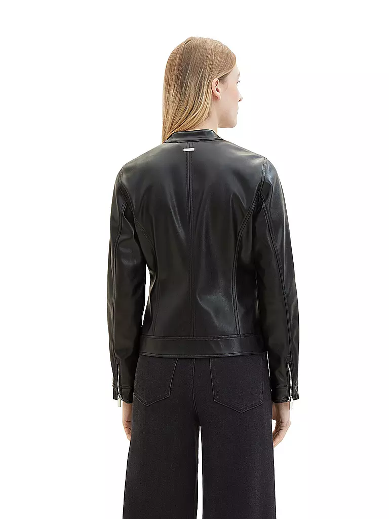 TOM TAILOR Jacke in Lederoptik  schwarz