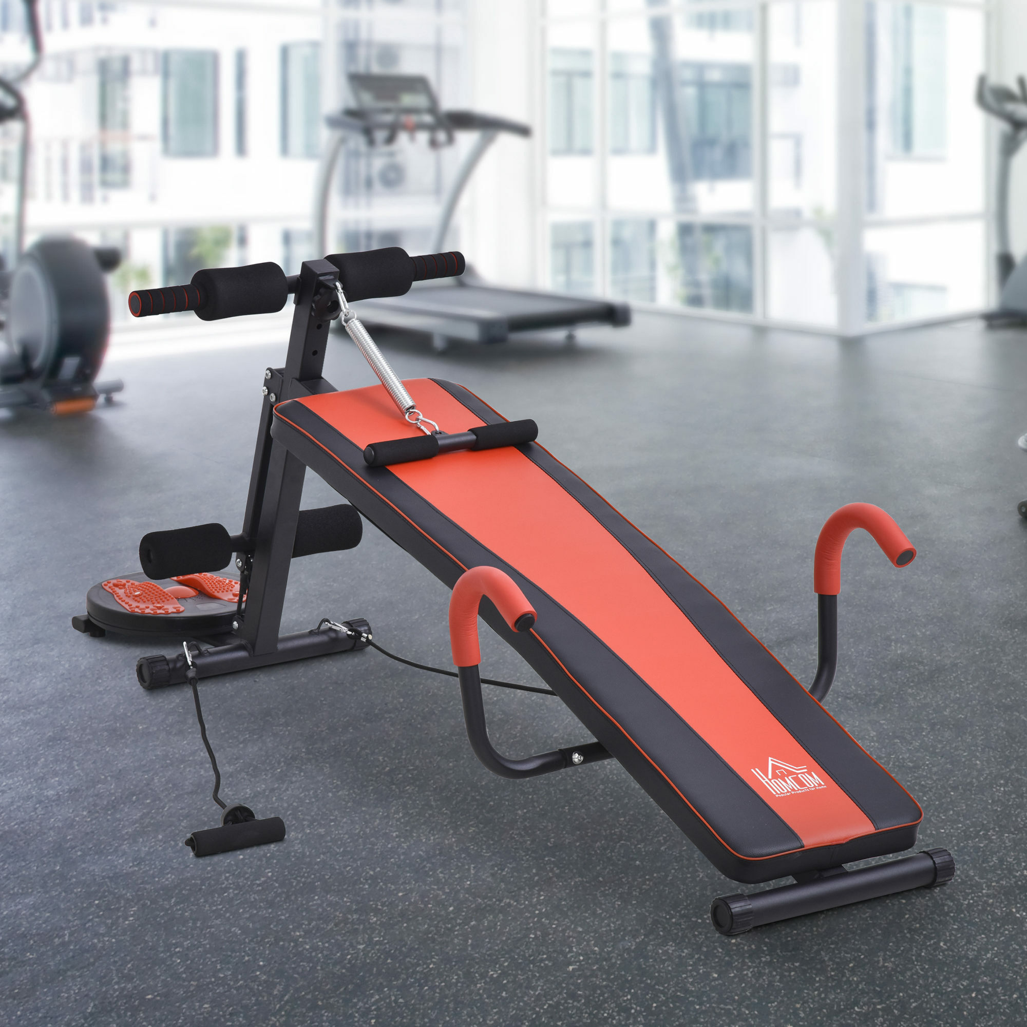 HOMCOM Sit-Up-Bank verstellbar rot, schwarz 166 x 53 x 52-60 cm (LxBxH)