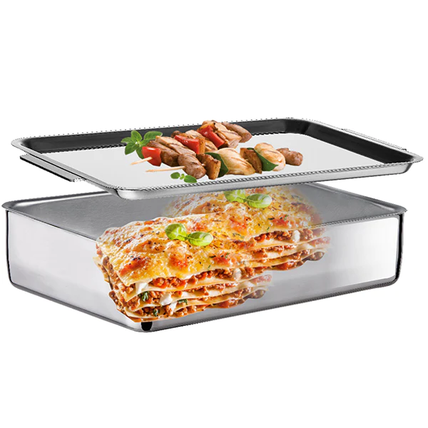 Plat à four Inox extra profond avec couvercle Duplex Inoxriv