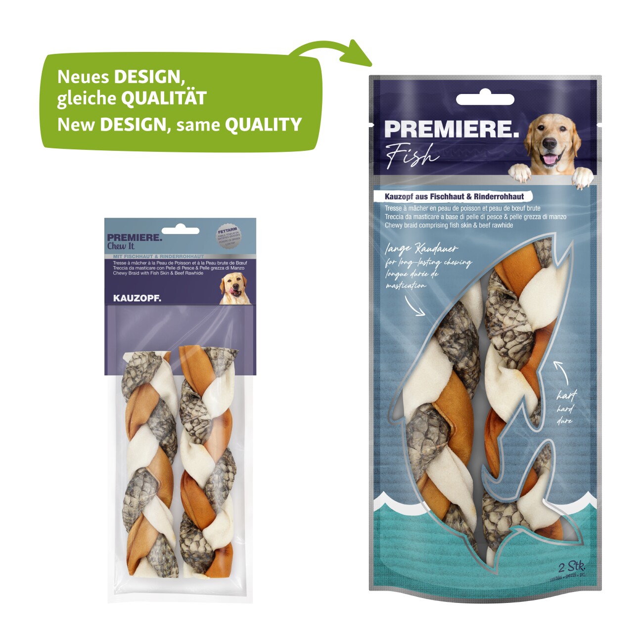 PREMIERE Kauzopf aus Fischhaut & Rinderrohhaut 130g