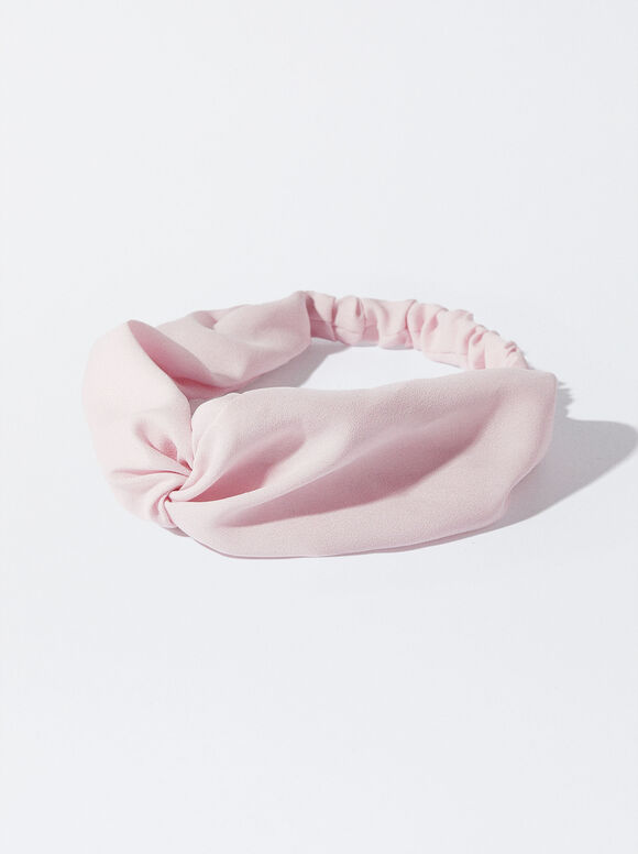 Faixa de cabelo tipo turbante com nó - Rosa