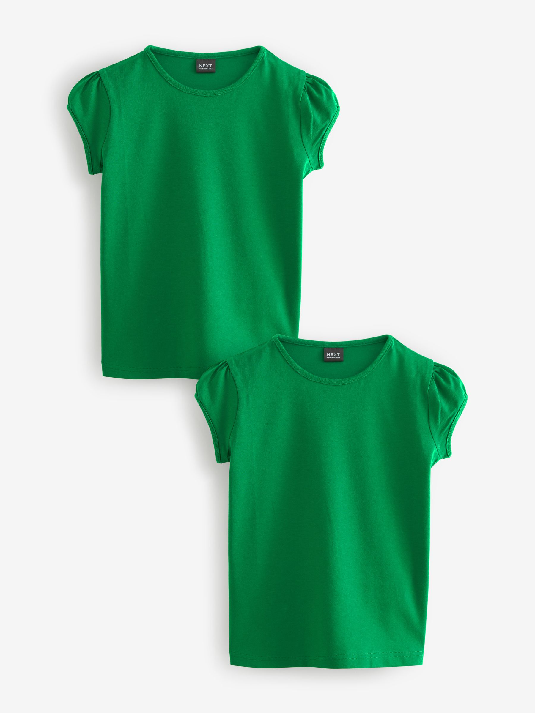 Groen - 2 -pack T-shirts met pofmouwen (3-16jaar)