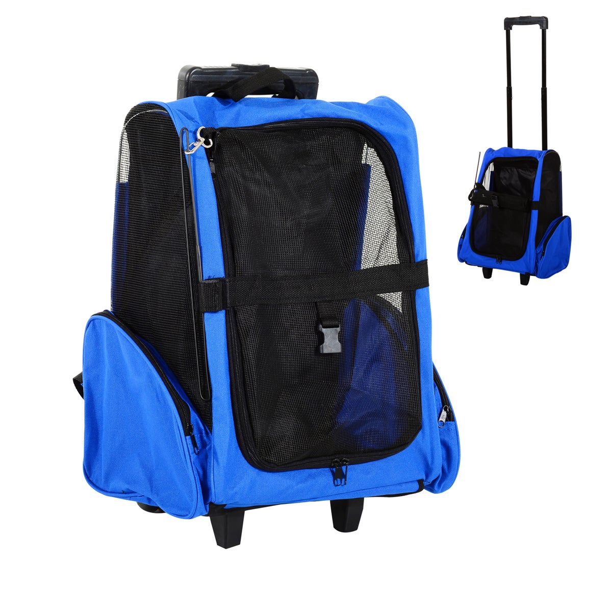 PawHut draagtas, 42 cm x 25 cm x 55 cm, 100% polyester, blauw + zwart