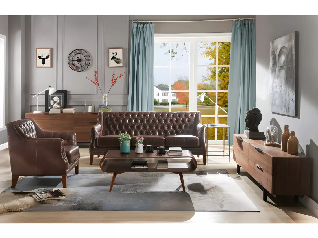Fauteuil en cuir COLBERT - Marron