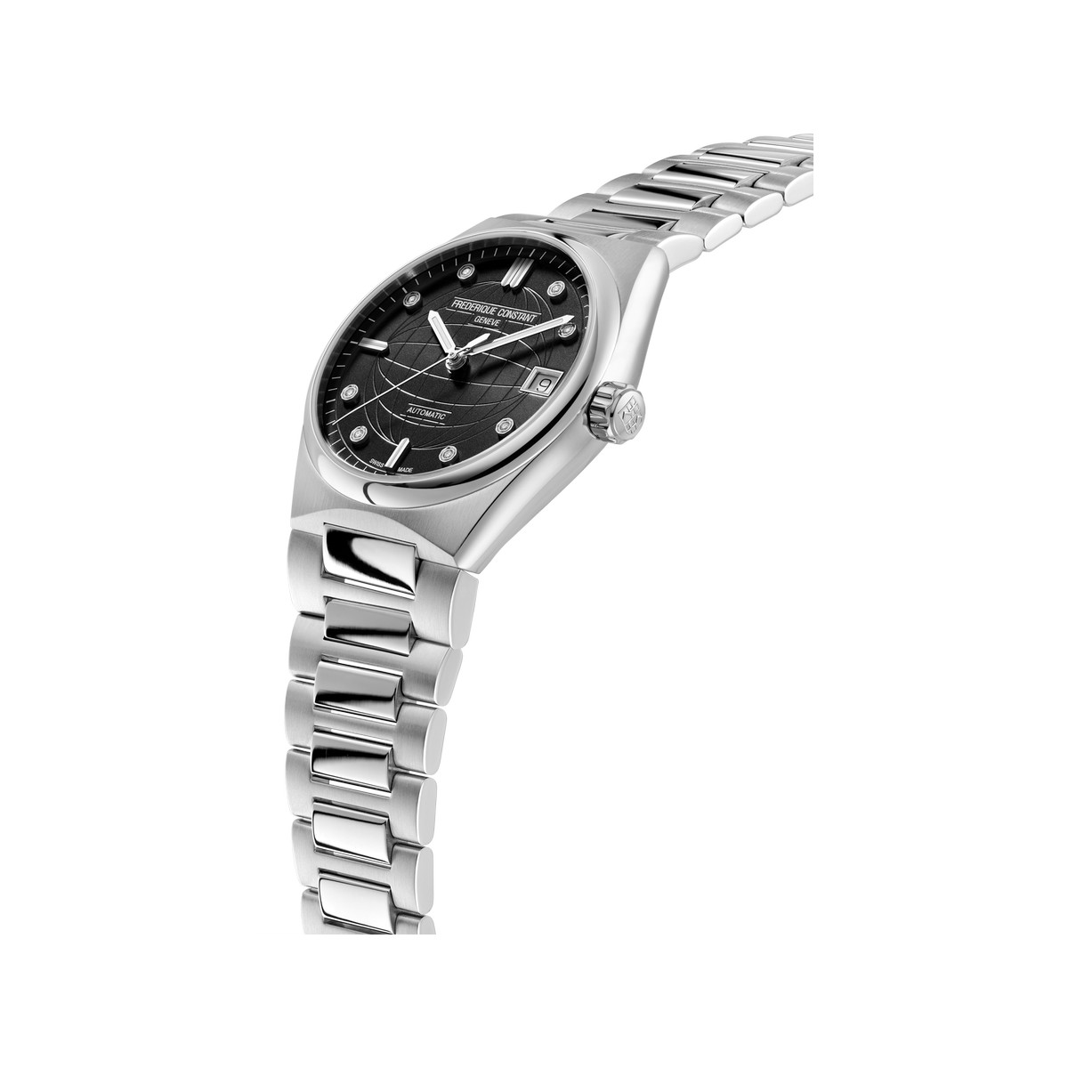 Montre Frédérique Constant femme automatique acier et caoutchouc