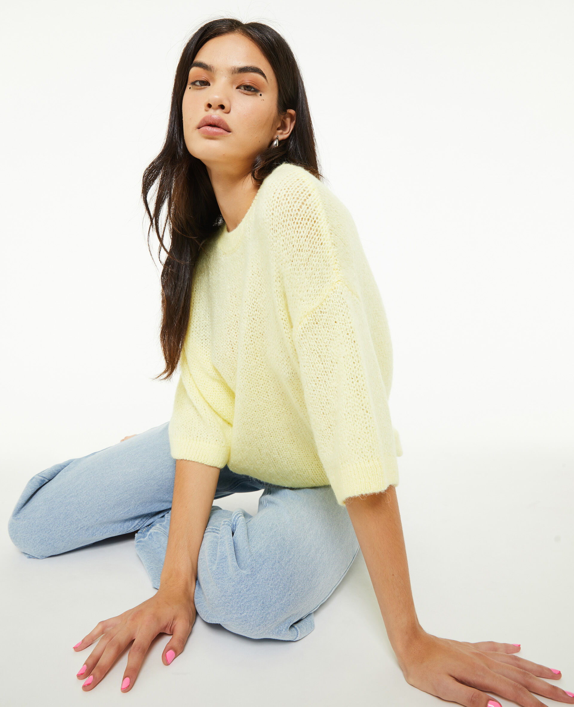 Pull manches courtes - Jaune