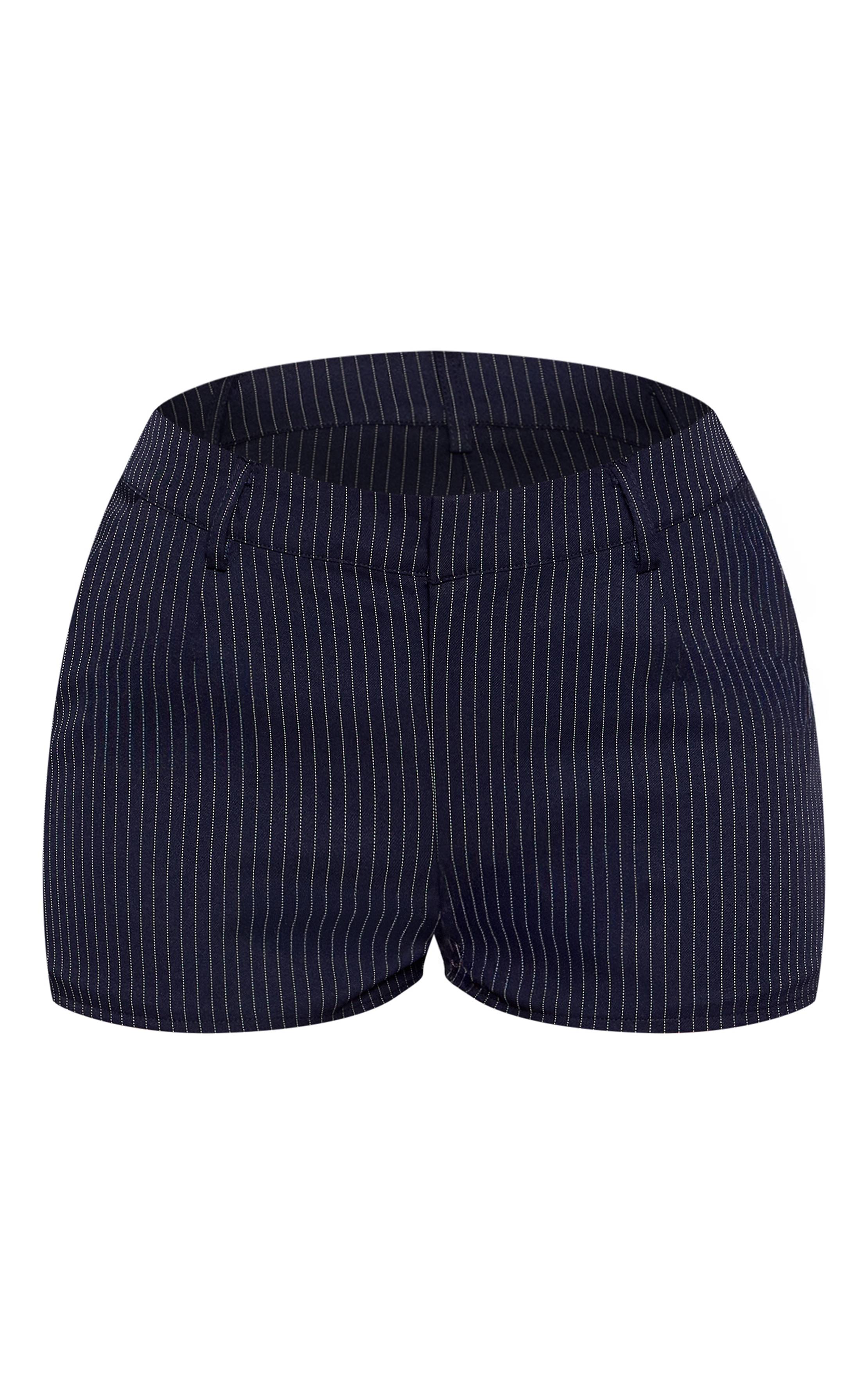 Bleu Marine Short Mini Tailleur À Fines Rayures Petite