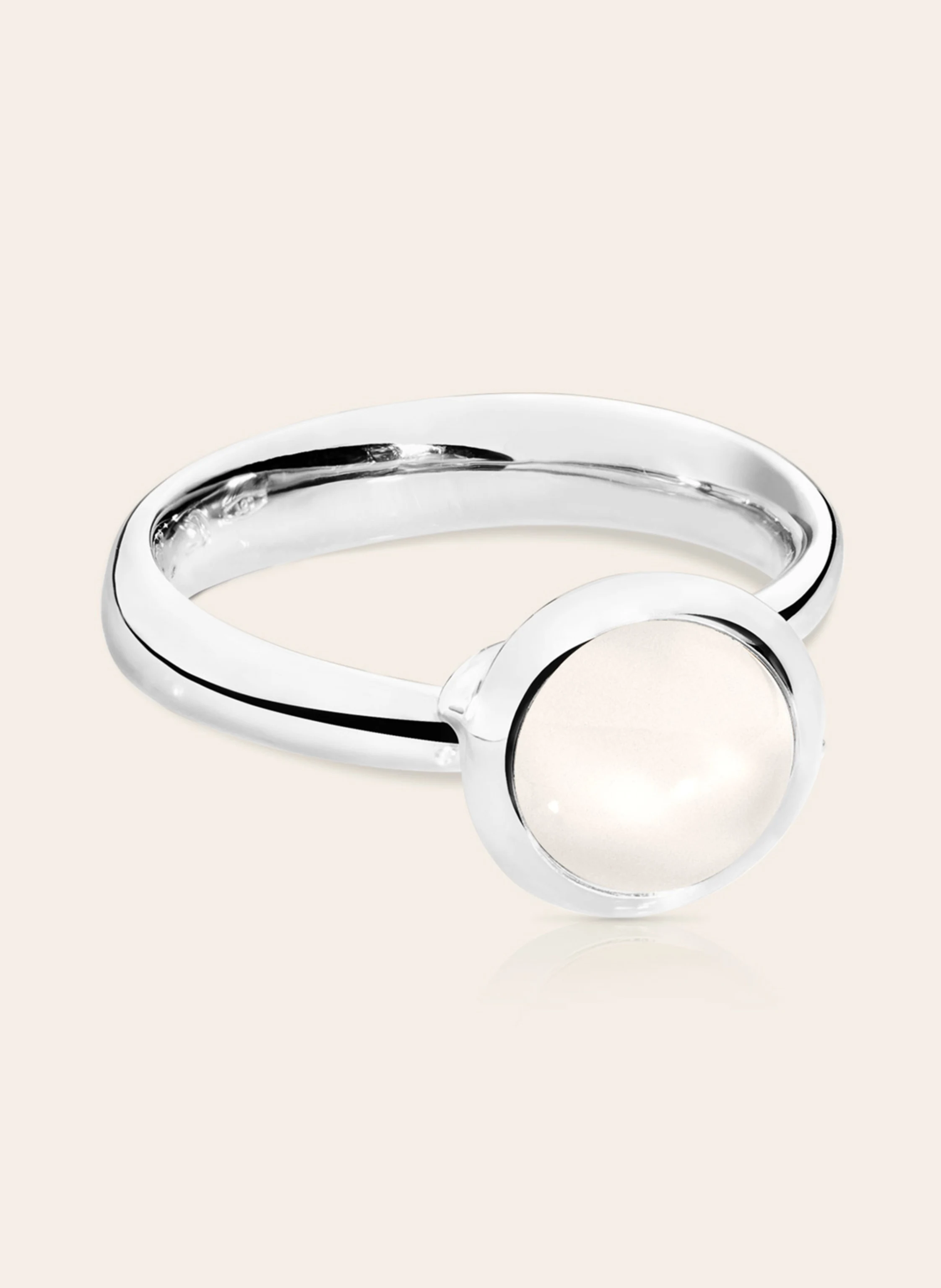 TAMARA COMOLLI Ring RING BOUTON SMALL MOONSTONE SAND/WHITE aus 18K Weißgold mit sand Mondstein