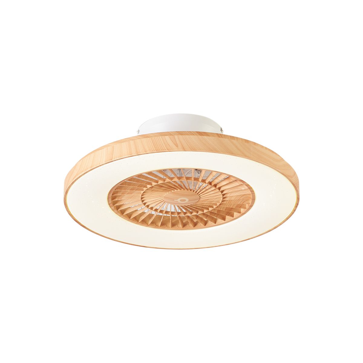 Plafondventilator hout print met ster effect 60cm incl. LED dimbaar met afstandsbediening - Climo