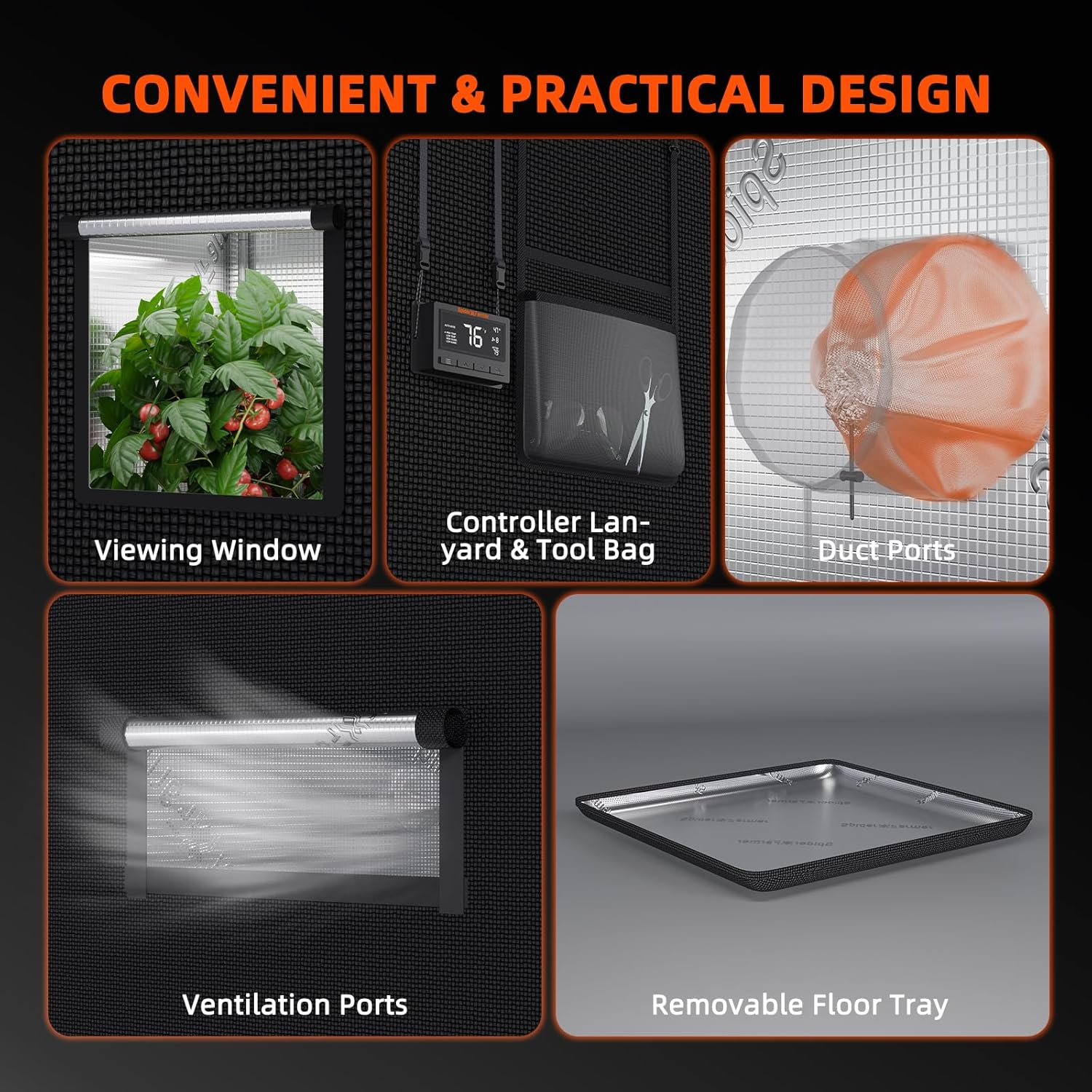 Spider Farmer Growzelt 120x60x180 cm für Indoor Lichtdicht und Wasserdicht Anbauzelt Grow Tent Growschrank für Homegrowing Pflanzenzucht Gewächshaus Indoor Zuchtzelt für SF2000