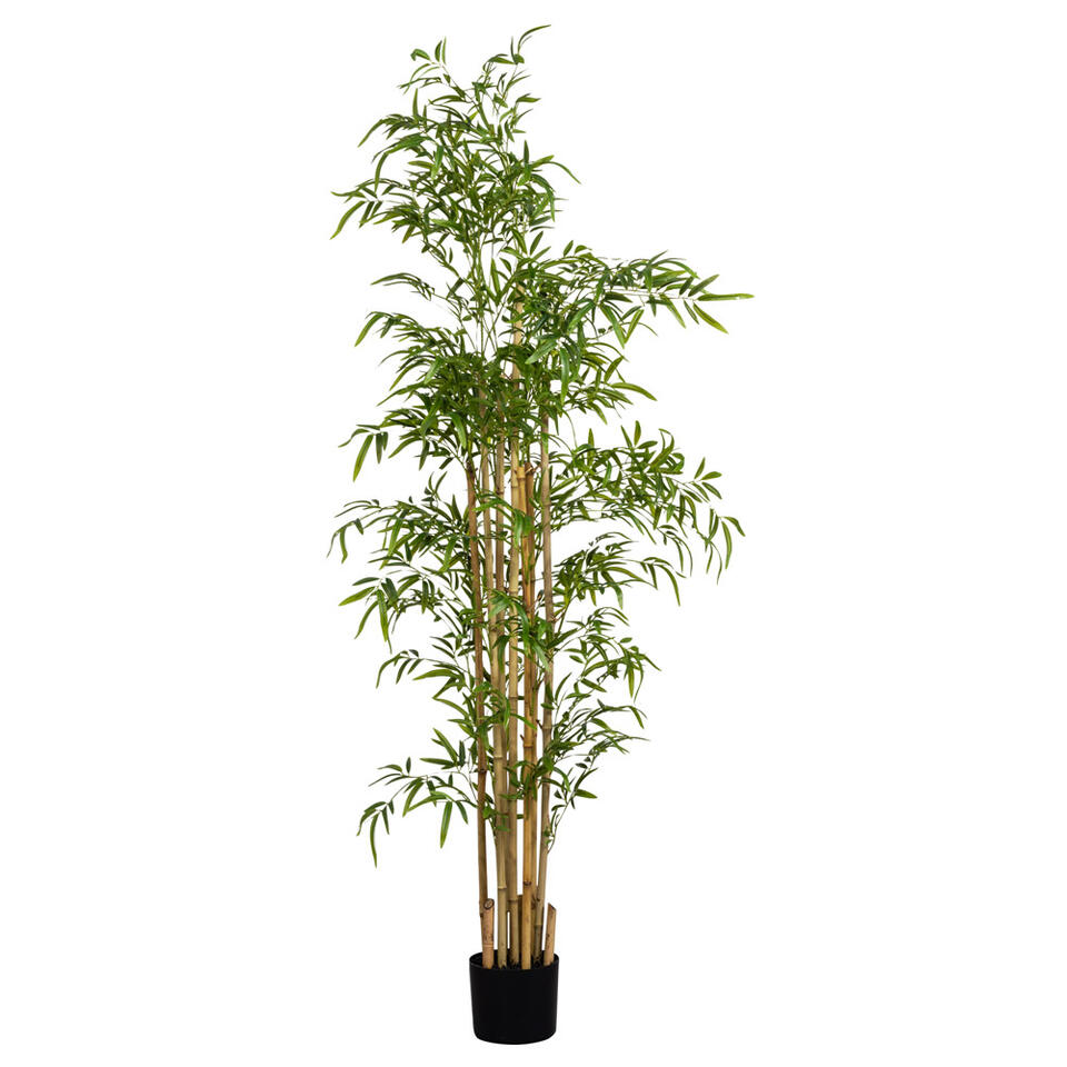 Kunstplant Bamboe in pot - groen - 180 cm